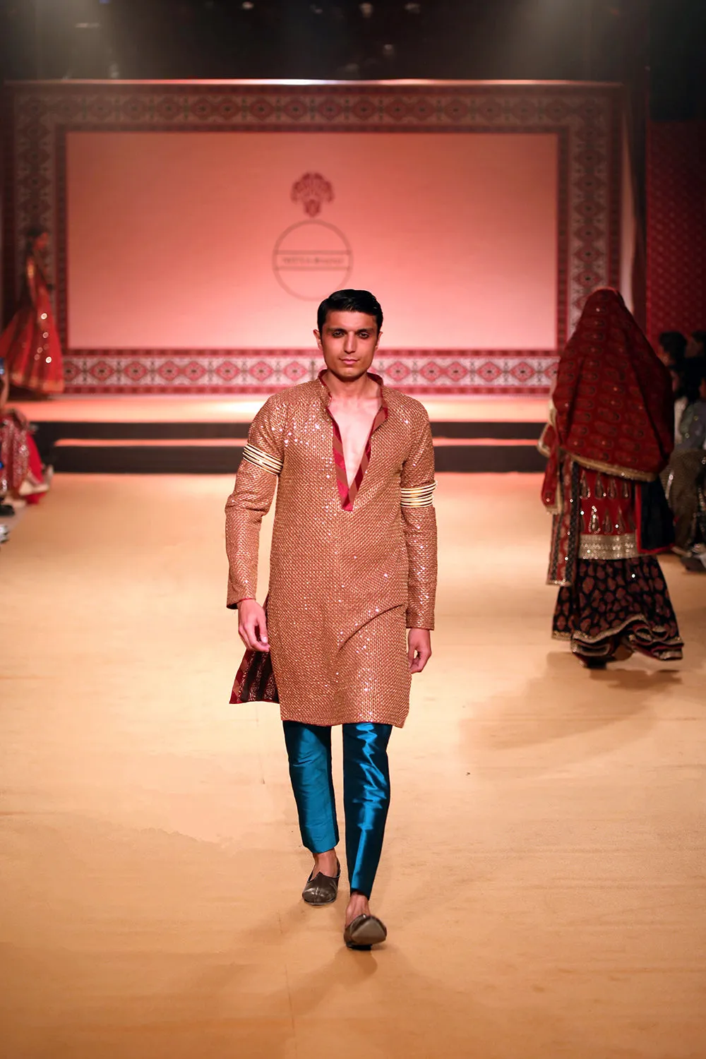 Ajrakh Man Sequin Kurta Set