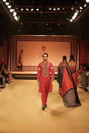 Ajrakh Men Kutch Kurta Red