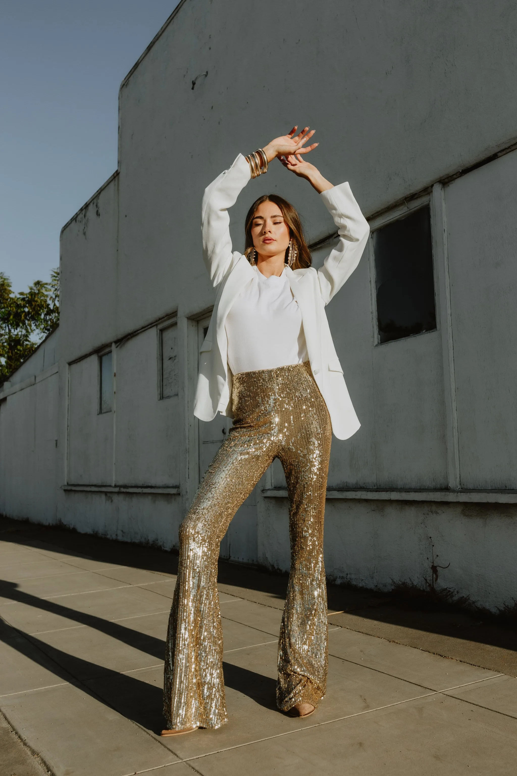 AS SEEN ON WEST DESPERADO!! Mercury Bells Gold Sequin Pants by Show Me Your Mumu