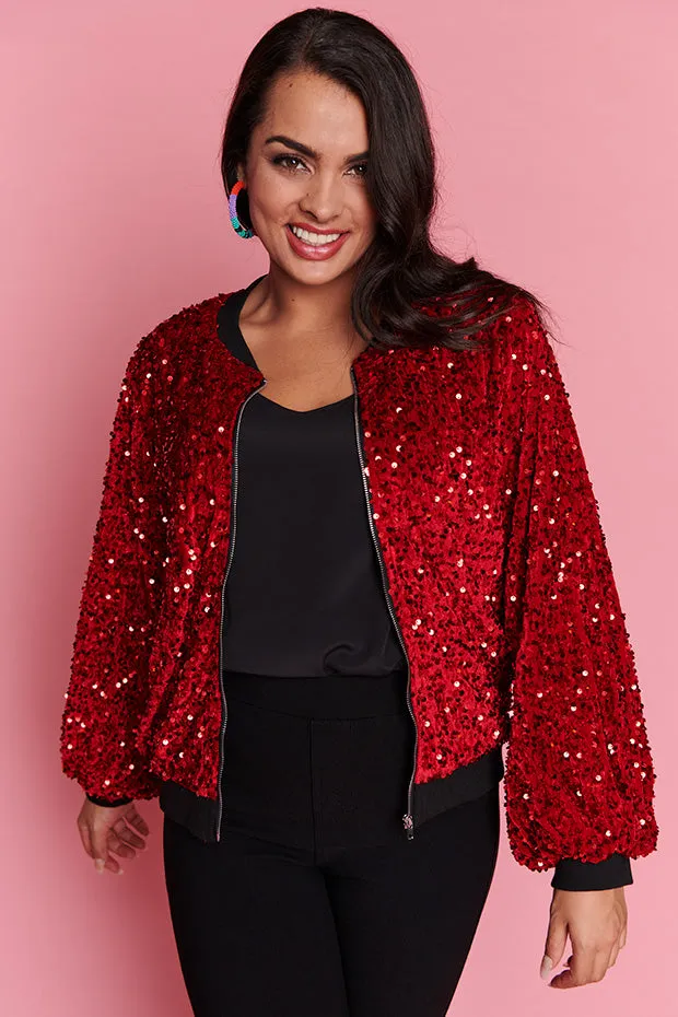 Bling Red Sequins Jacket