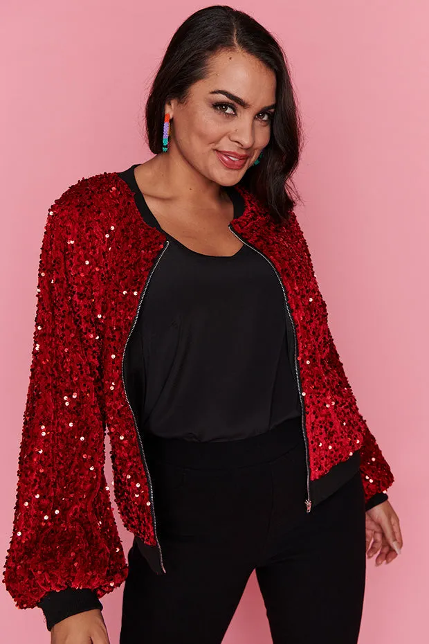 Bling Red Sequins Jacket