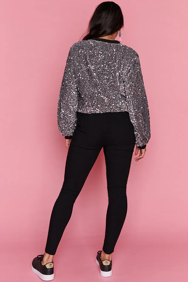 Bling Silver Sequins Jacket