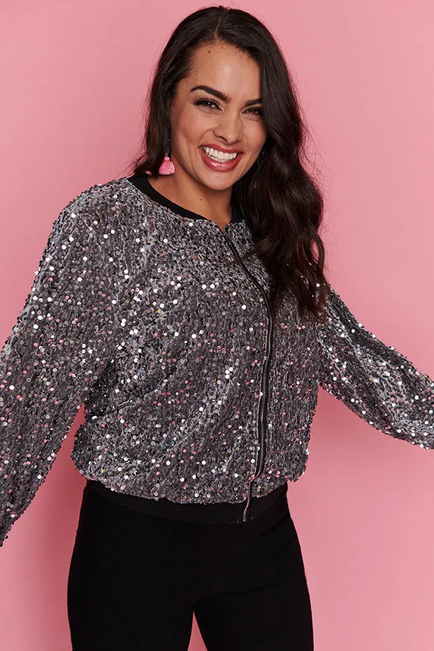 Bling Silver Sequins Jacket