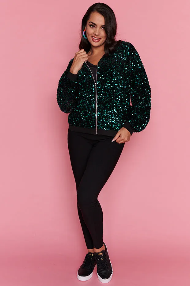 Bling Teal Sequins Jacket