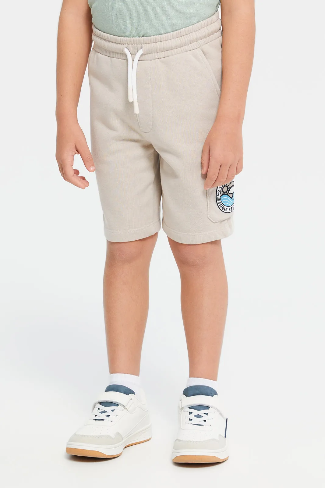 Boys Beige Embellished Shorts