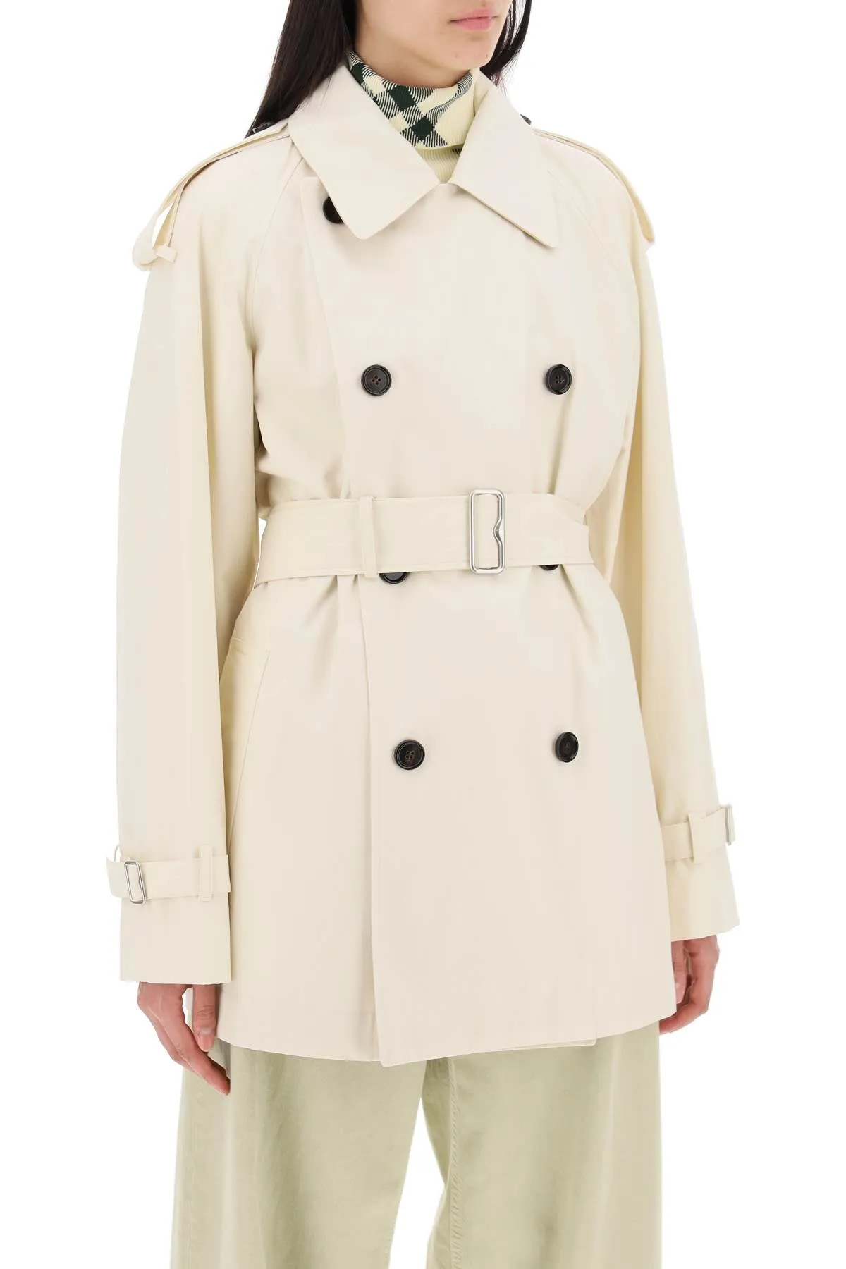 Burberry Short Cotton Gabardine Trench Coat