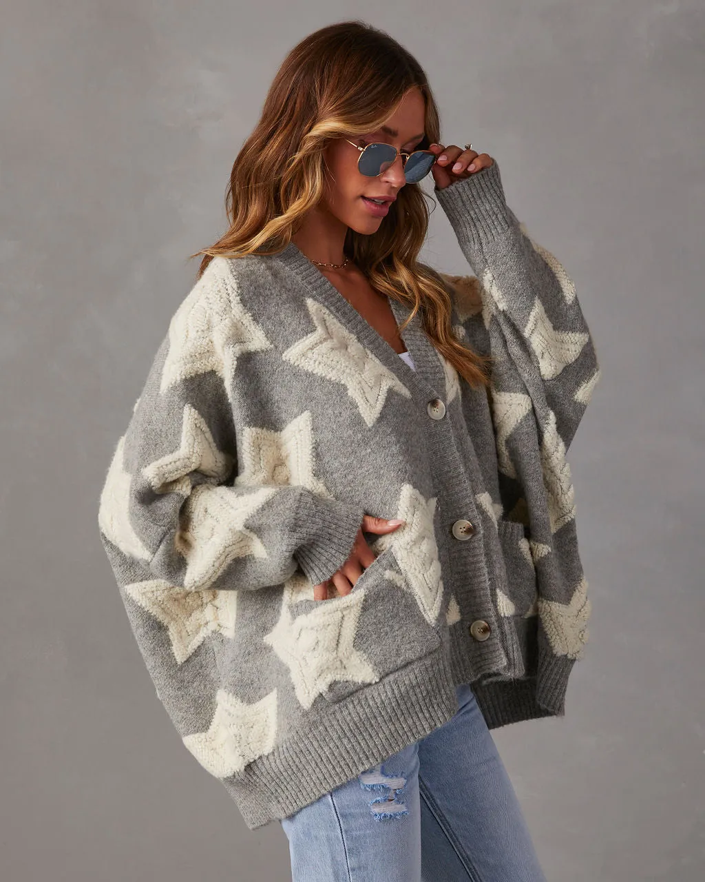 Chasing The Stars Pocketed Oversized Cardigan