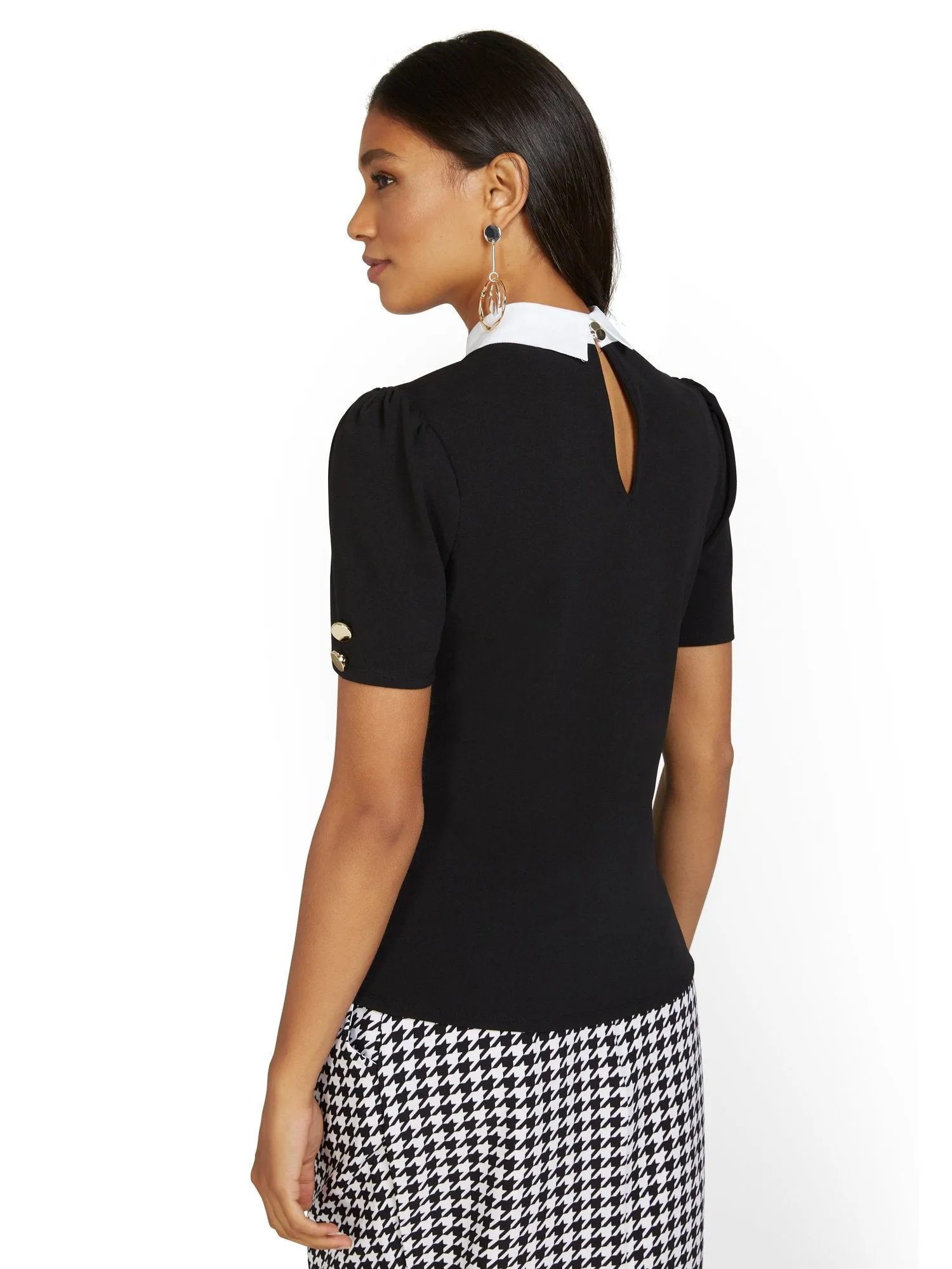 Collared Contrast Top