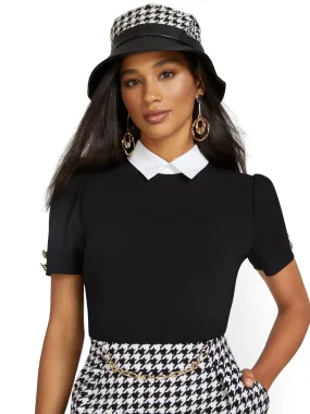 Collared Contrast Top