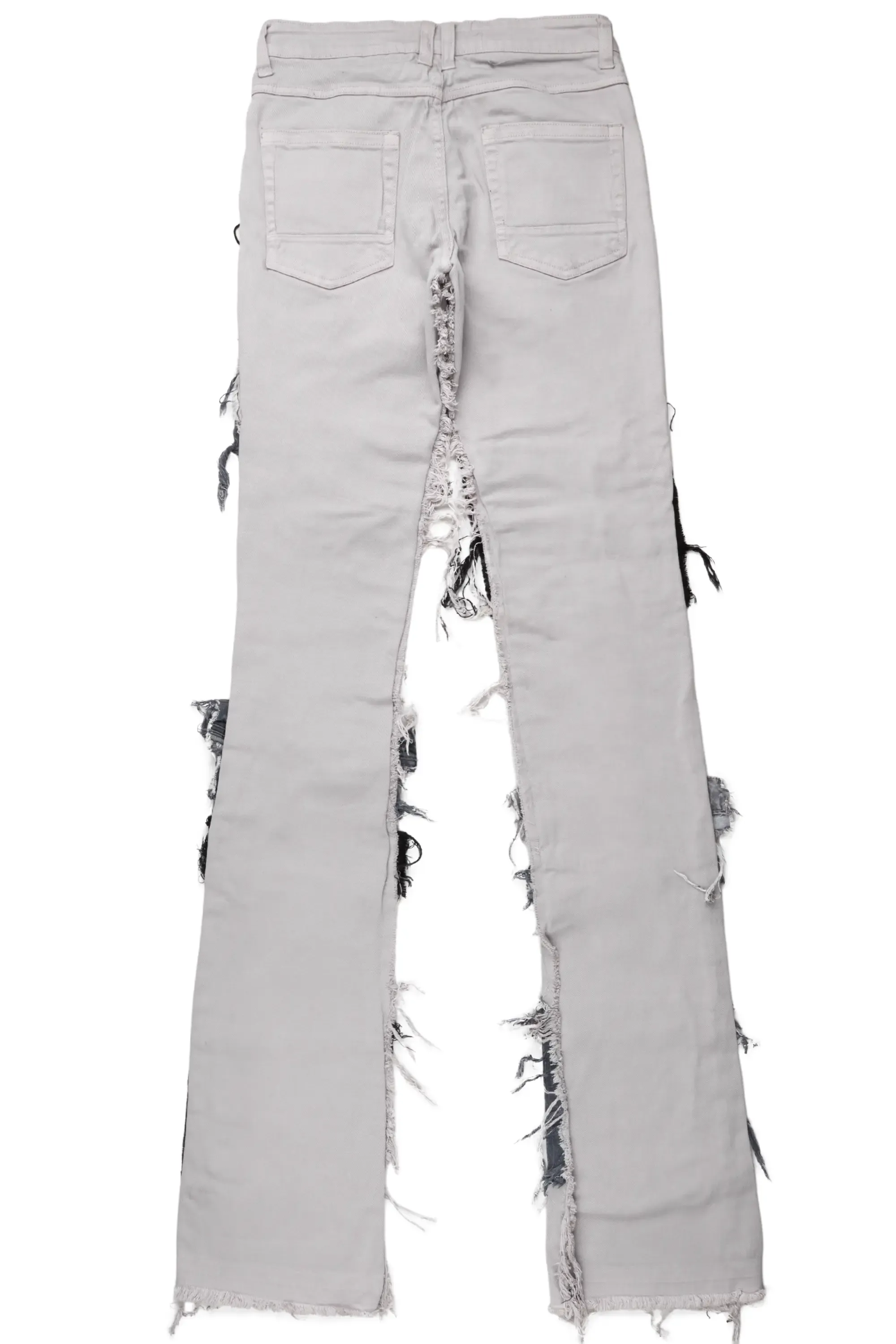 Cosette Light Grey Patchwork Super Stacked Jean