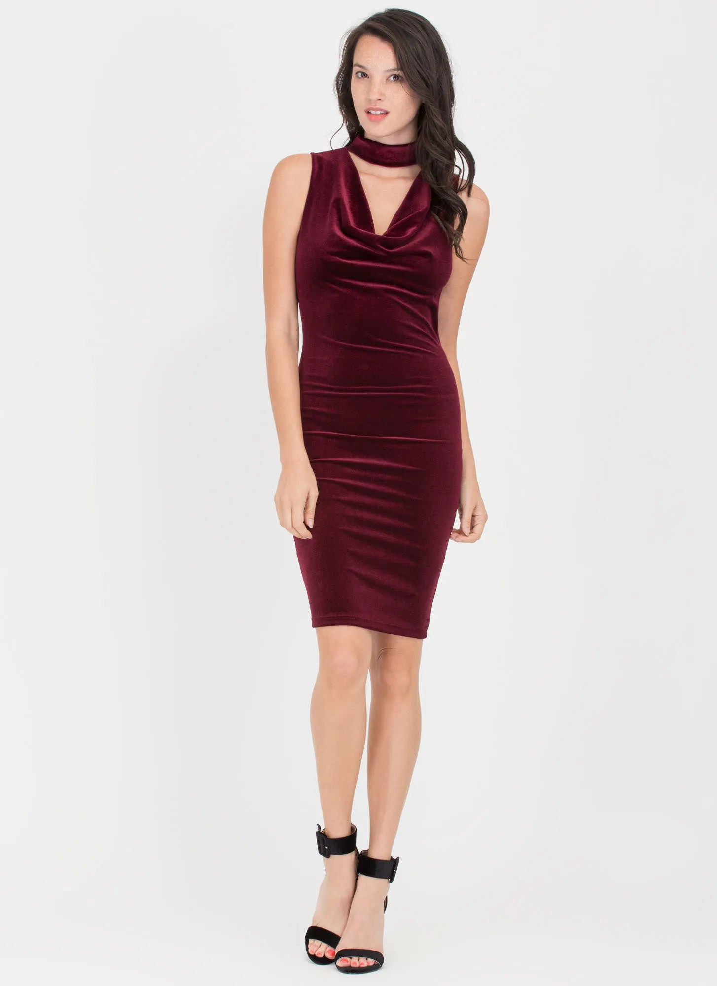 Cowl On The Prowl Plunging Velvet Dress