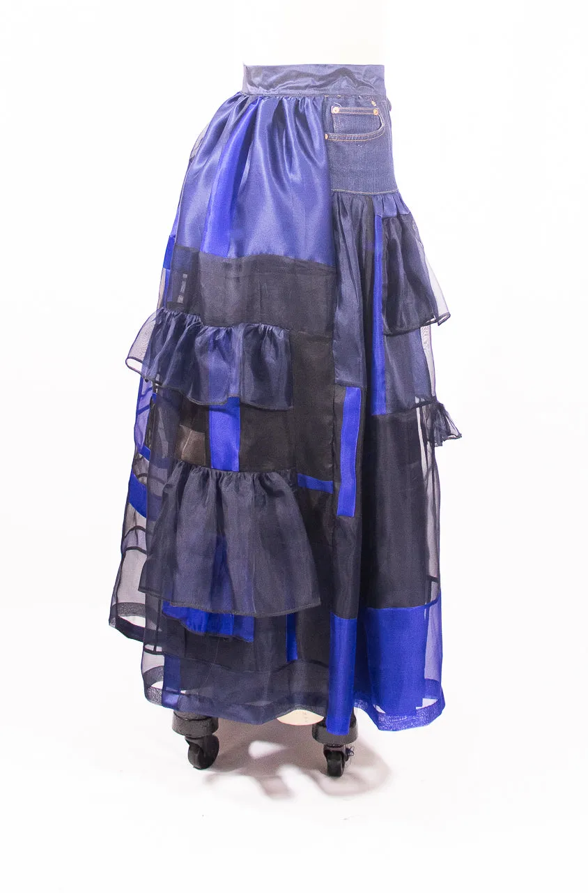 Denim and Silk Organza Skirt