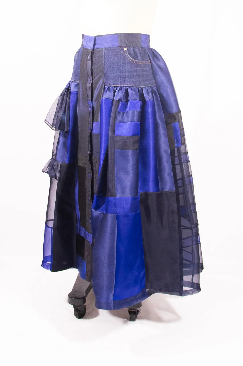 Denim and Silk Organza Skirt