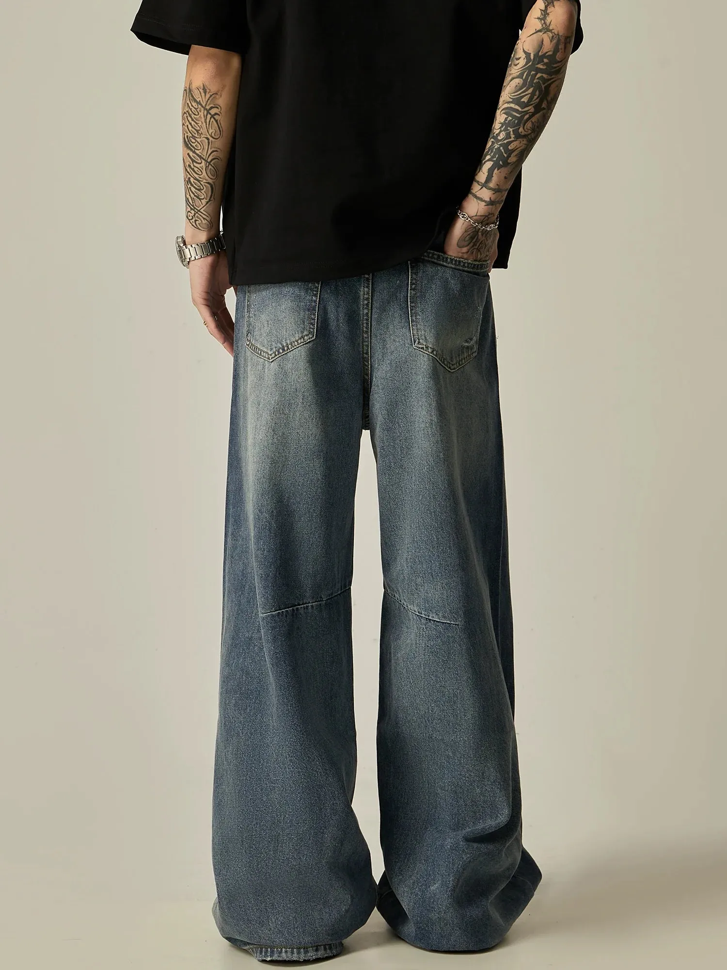 Distressed Patchwork Ultra-Wide Leg Vintage Jeans