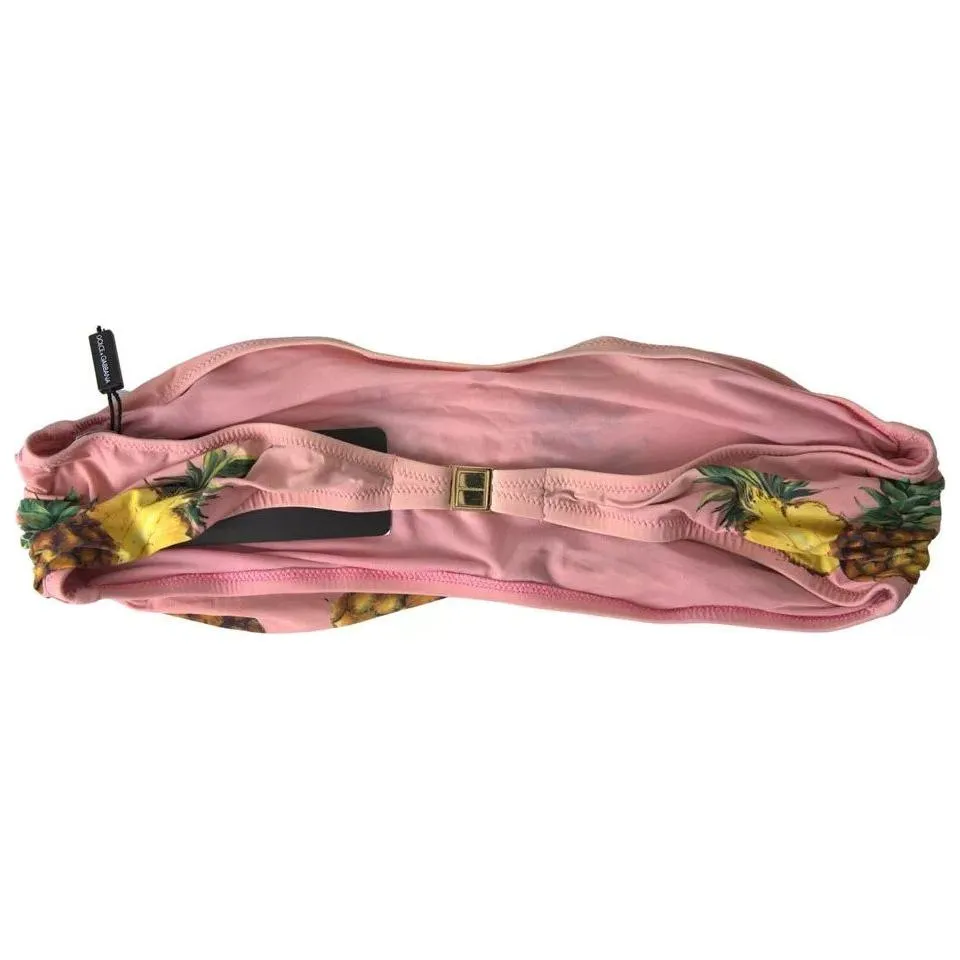 Dolce & Gabbana Pink Printed Beachwear Bikini Top Swimsuit