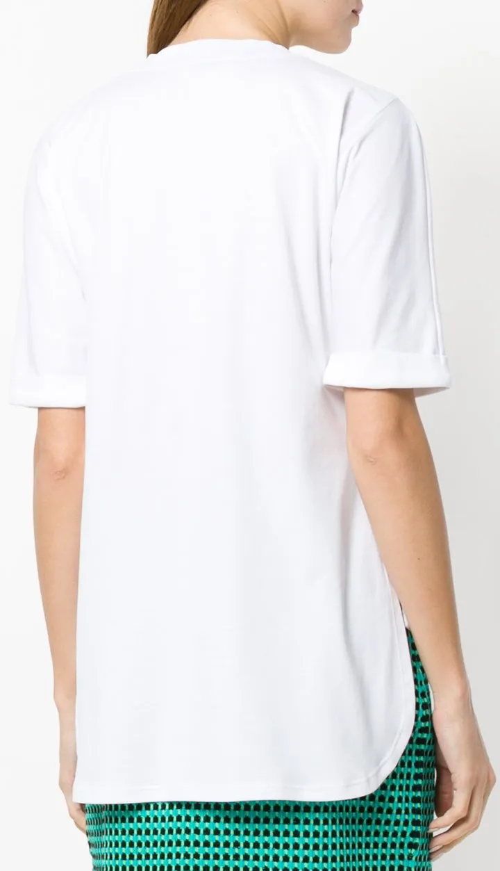 Embellished Cotton T-shirt, White