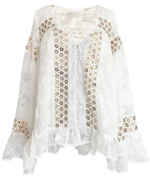 Embroidered Flared Blouse