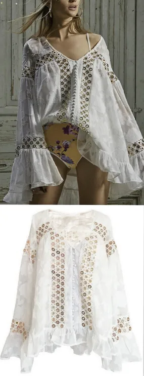 Embroidered Flared Blouse