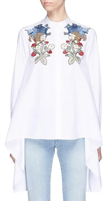 Falcon & Floral Embroidered Poplin Shirt