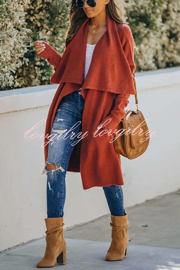 Fireside Pocketed Oversized Drape Neckline Knit Cardigan