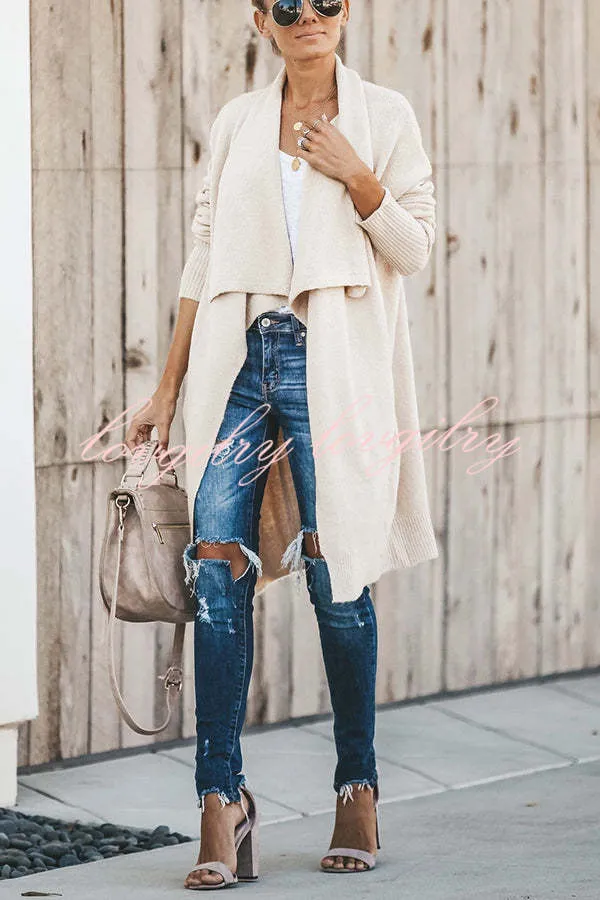 Fireside Pocketed Oversized Drape Neckline Knit Cardigan