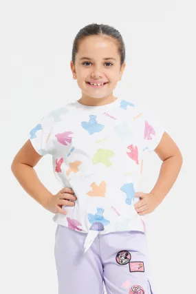 Girls White Bird Embellished T-Shirt