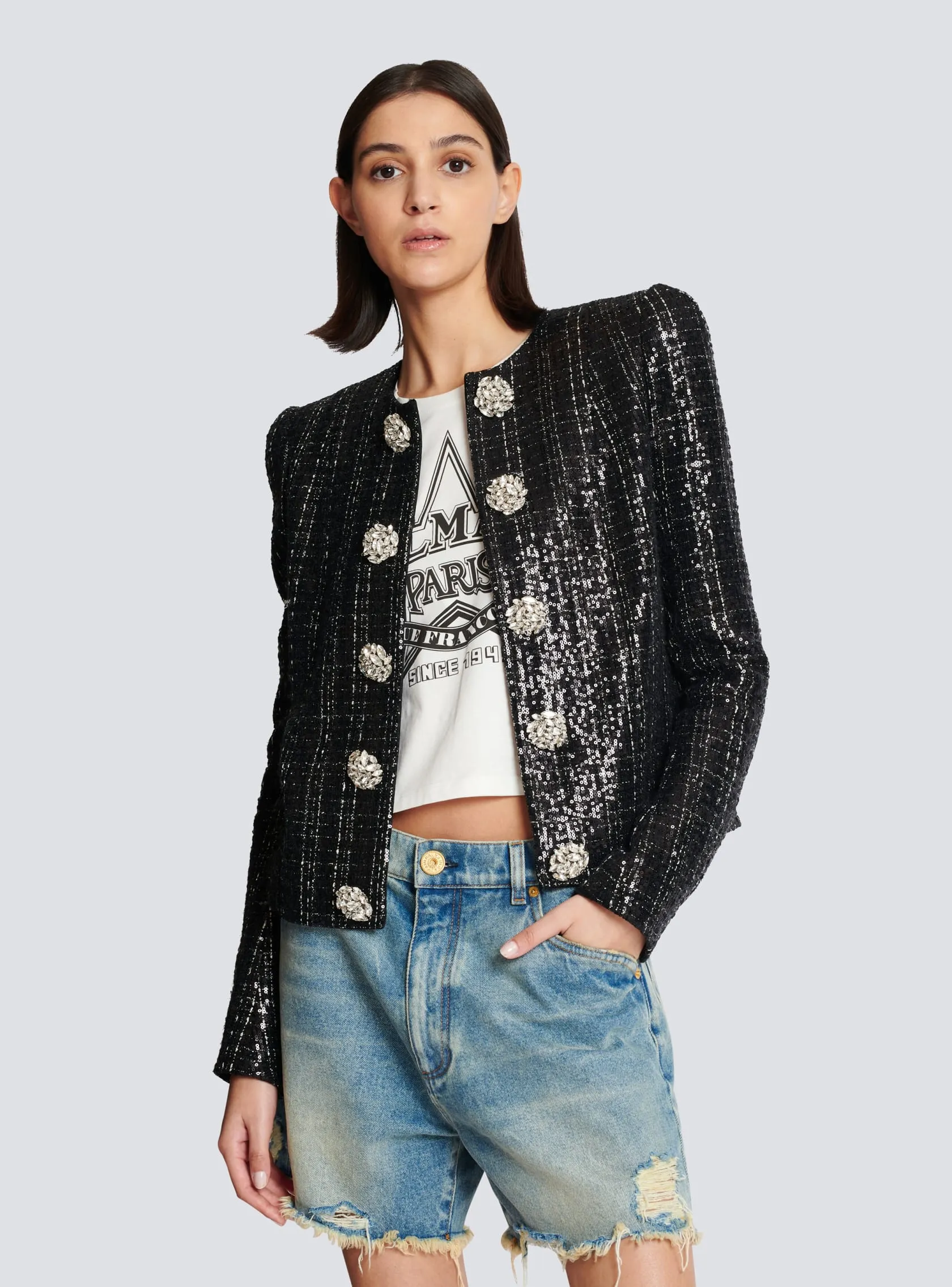 Glittery tweed jacket