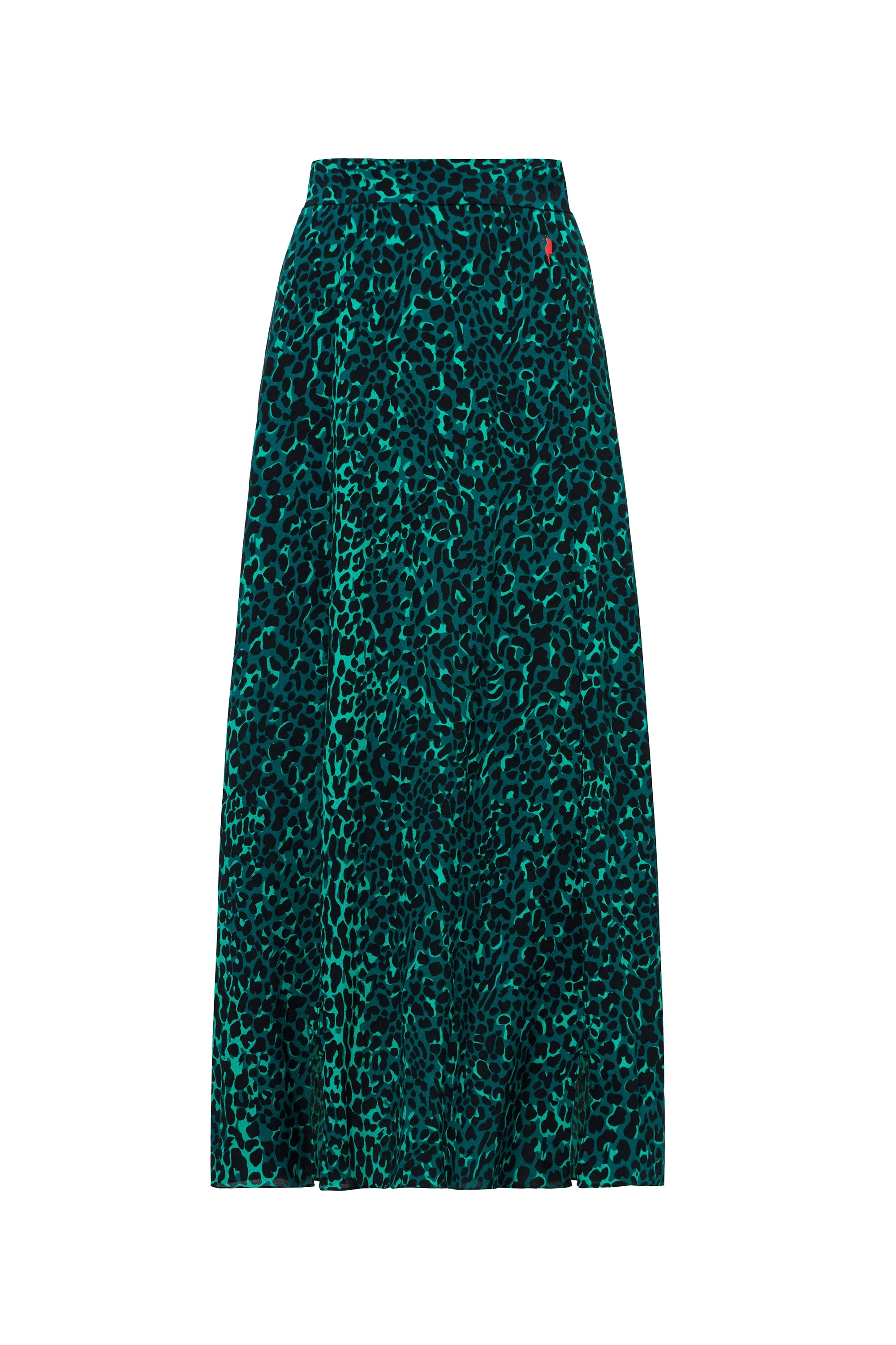 Green with Black Wild Leopard Side Split Skirt