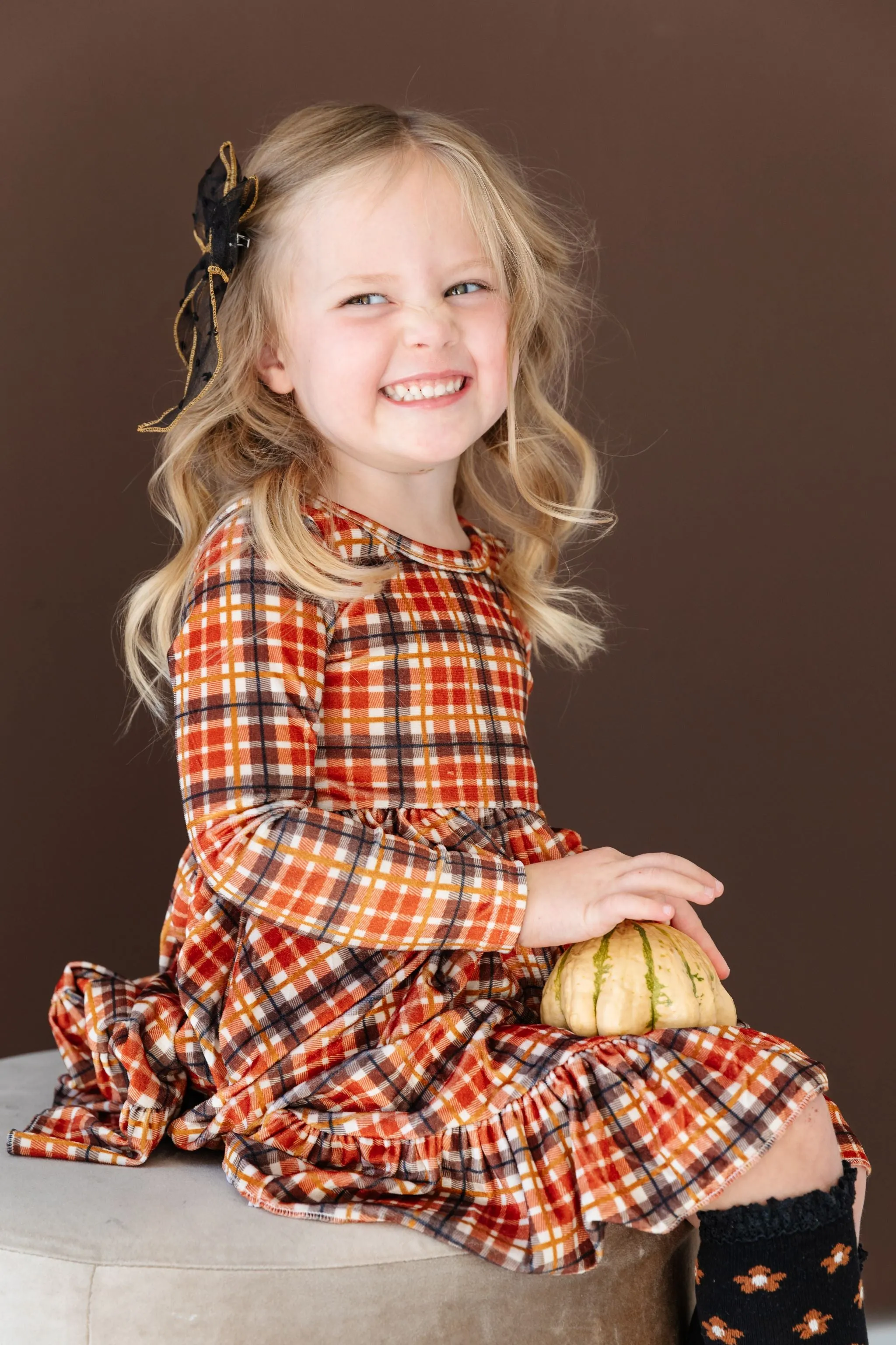 Harvest Plaid Velvet Charm Dress