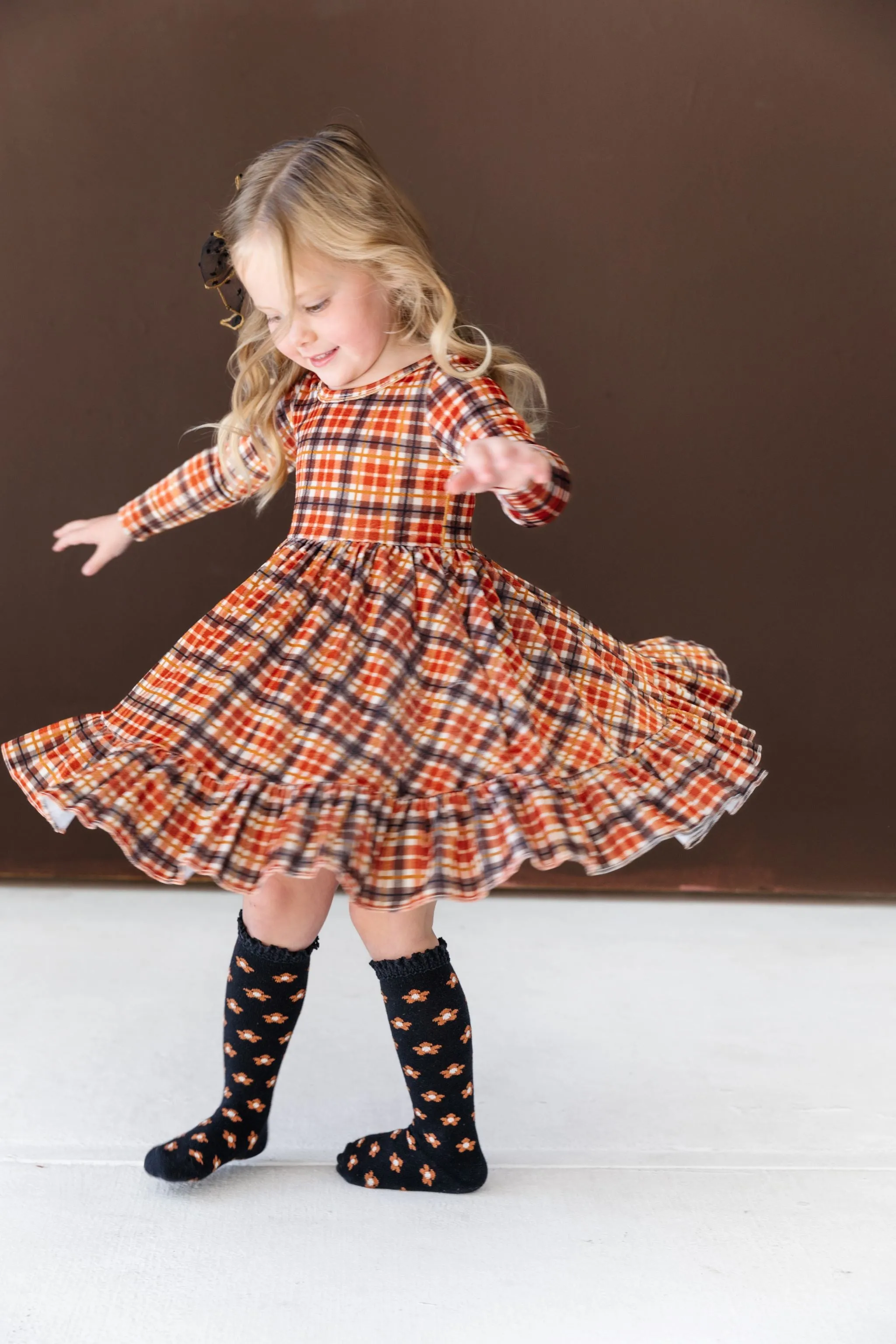 Harvest Plaid Velvet Charm Dress