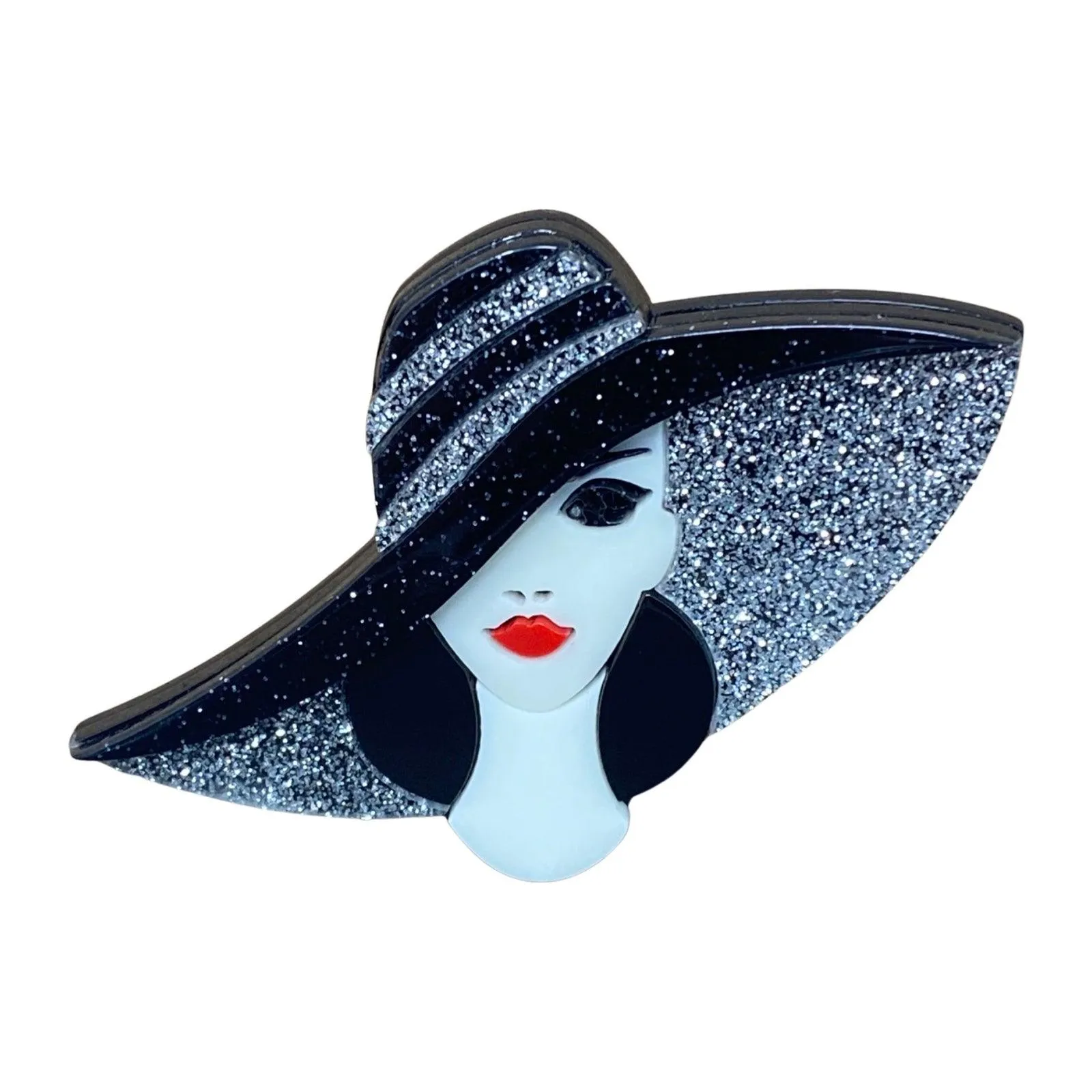 Hat Lady Handmade Acrylic Brooch