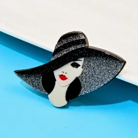 Hat Lady Handmade Acrylic Brooch