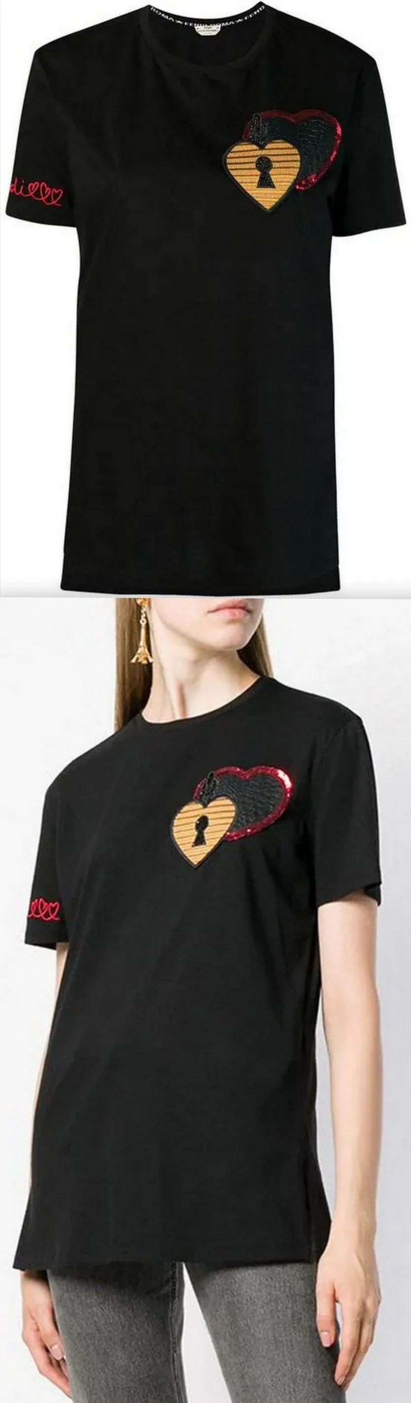 Heart Patch T-Shirt, Black