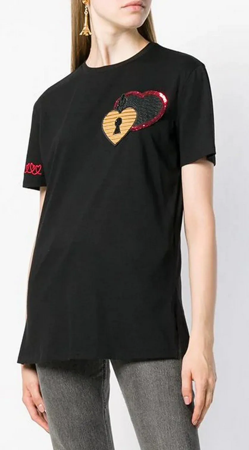 Heart Patch T-Shirt, Black