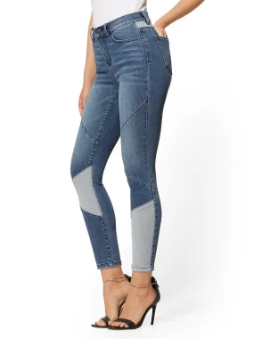 High-Waisted Super-Skinny Ankle Jeans - Patchwork