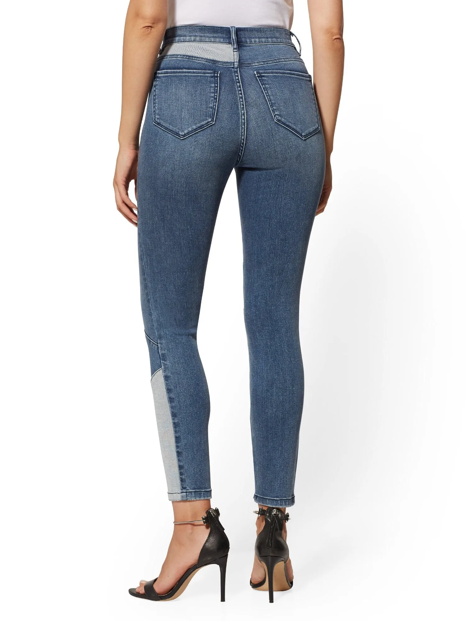 High-Waisted Super-Skinny Ankle Jeans - Patchwork