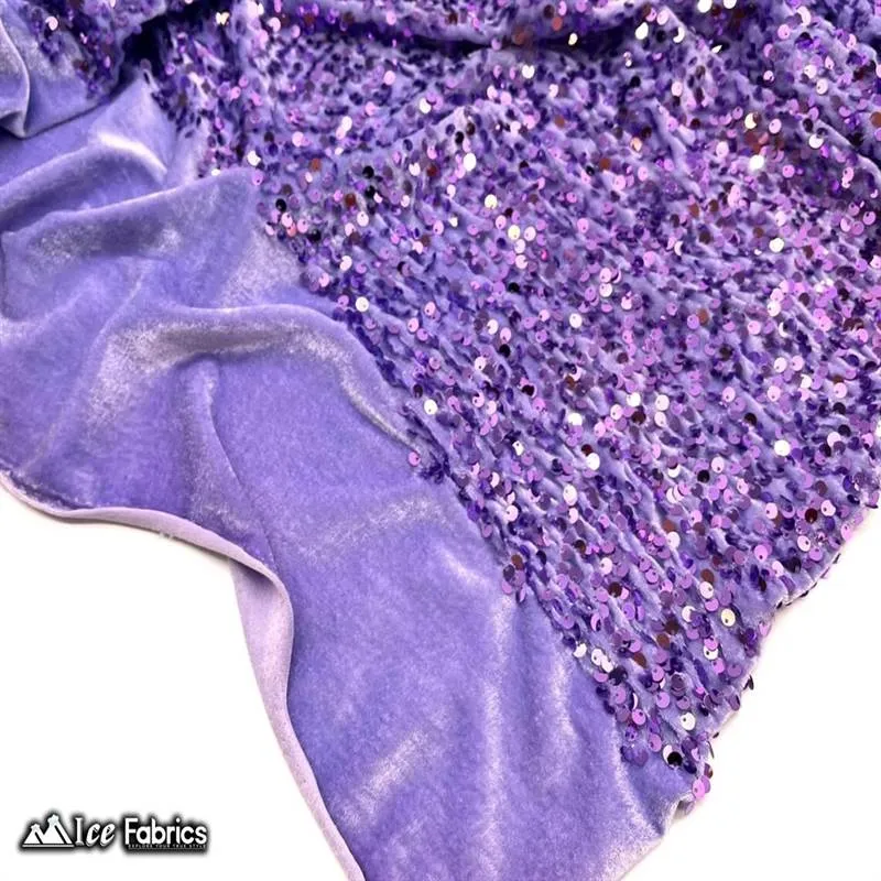 Lavender Emma Stretch Velvet Fabric with Embroidery Sequin