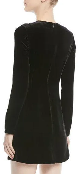 Long-Sleeve Velvet Cocktail Dress with Embellished Snake