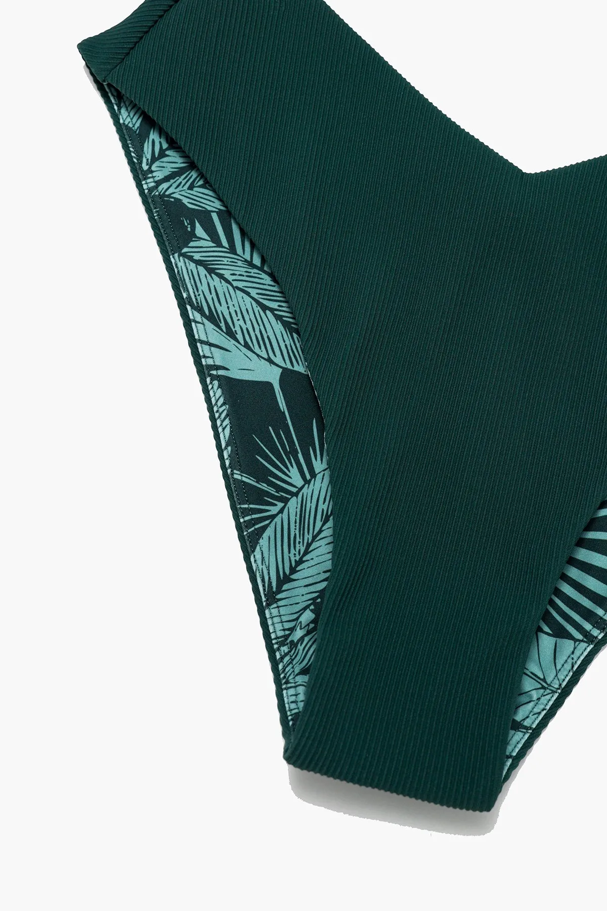 Low Tide Super Cheeky Bikini Bottom - Green Rib