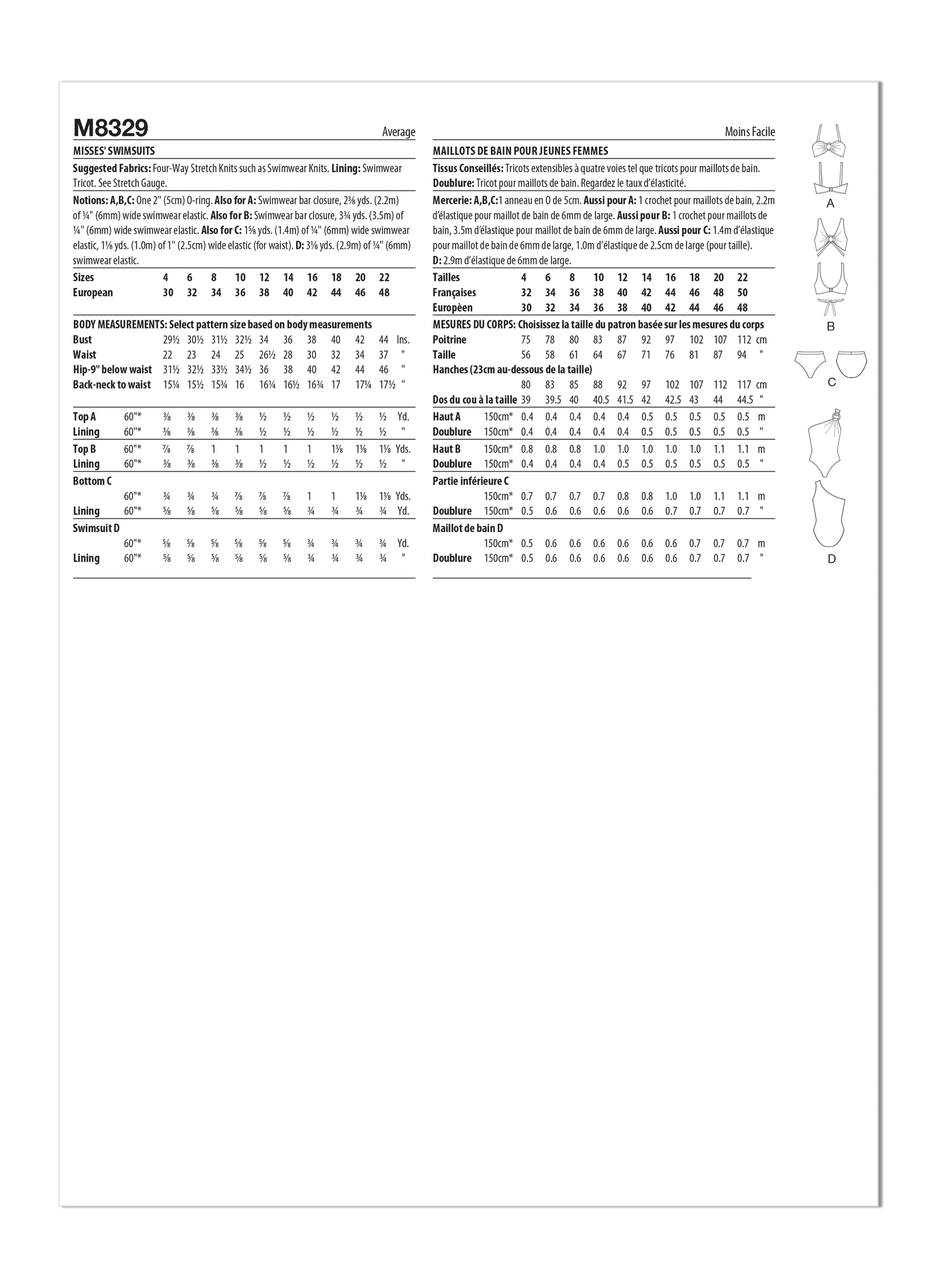 McCall's Pattern 8329 Misses' Swimsuits