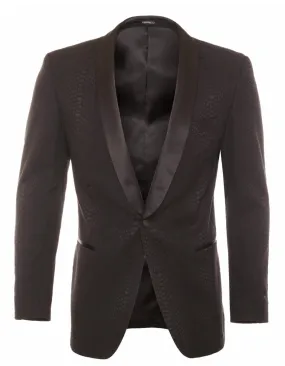 Mens 1 Button Snake Skin Tuxedo Dinner Jacket in Black