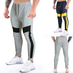 Men's Casual Elastic Band Patchwork Zipper Design Long Sports Pants