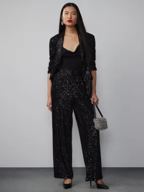 Mid Rise Sequin Embellished Pant