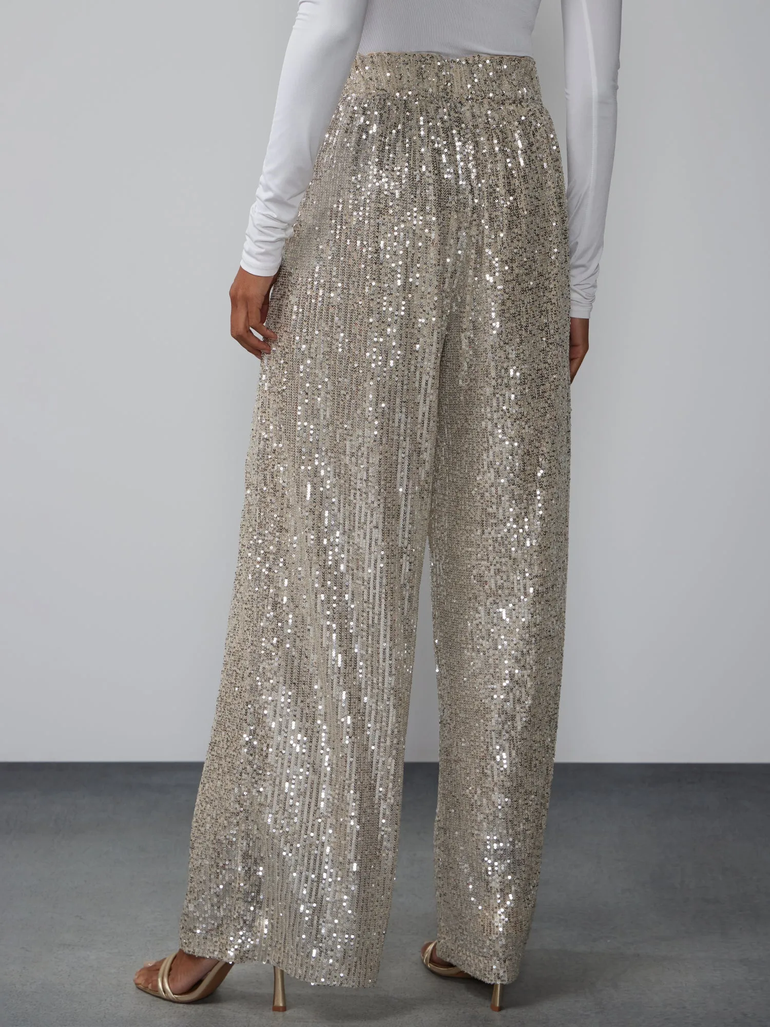 Mid Rise Sequin Embellished Pant