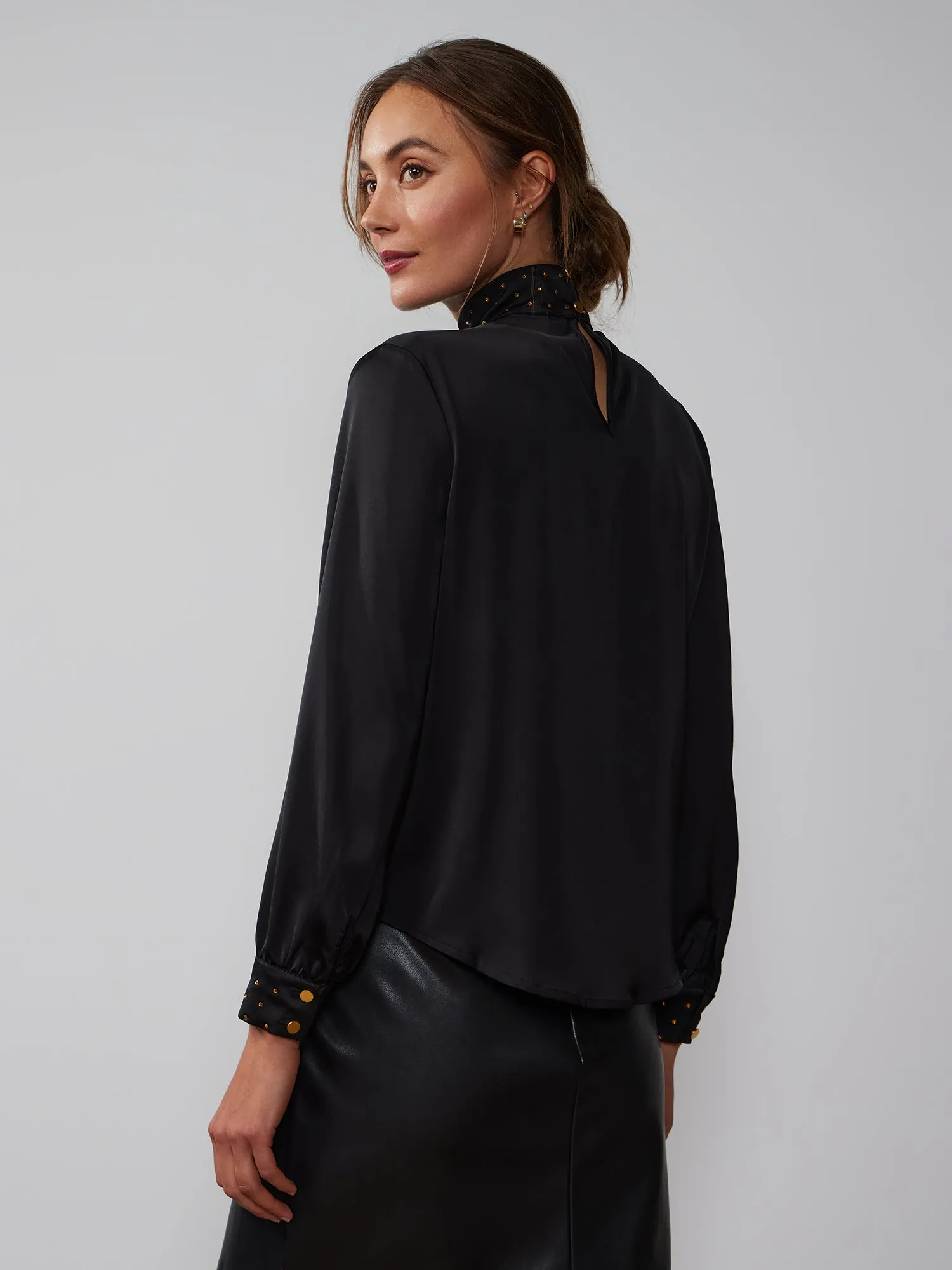 Mock Neck Embellished Top