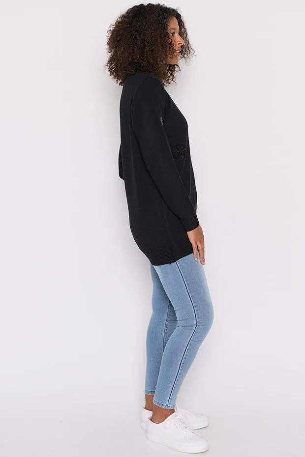 Monica Black Sequins Knit Jumper