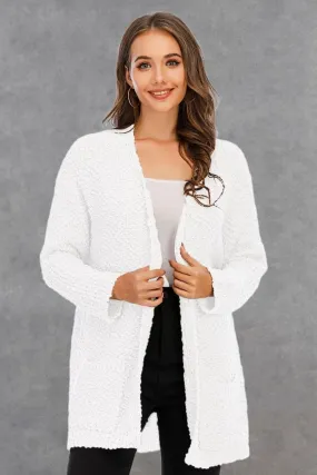 NicholesGifts Women Pocketed Open Front Long Sleeve Cardigan