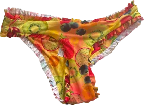 Out From Under Multi Fruit Print Ruffled Bikini Bottom XS