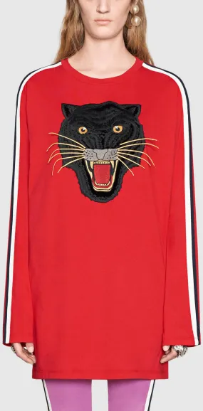 Oversize Long-Sleeve T-Shirt with Panther