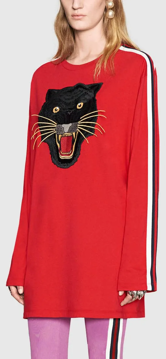 Oversize Long-Sleeve T-Shirt with Panther